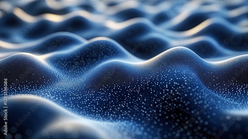 Aufkleber abstract blue waves surface created by floating particles particles
