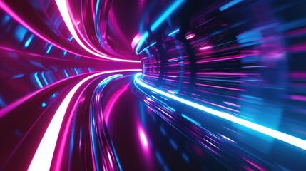 Fototapeta premium Neon Tunnel Speed Light Abstract Background