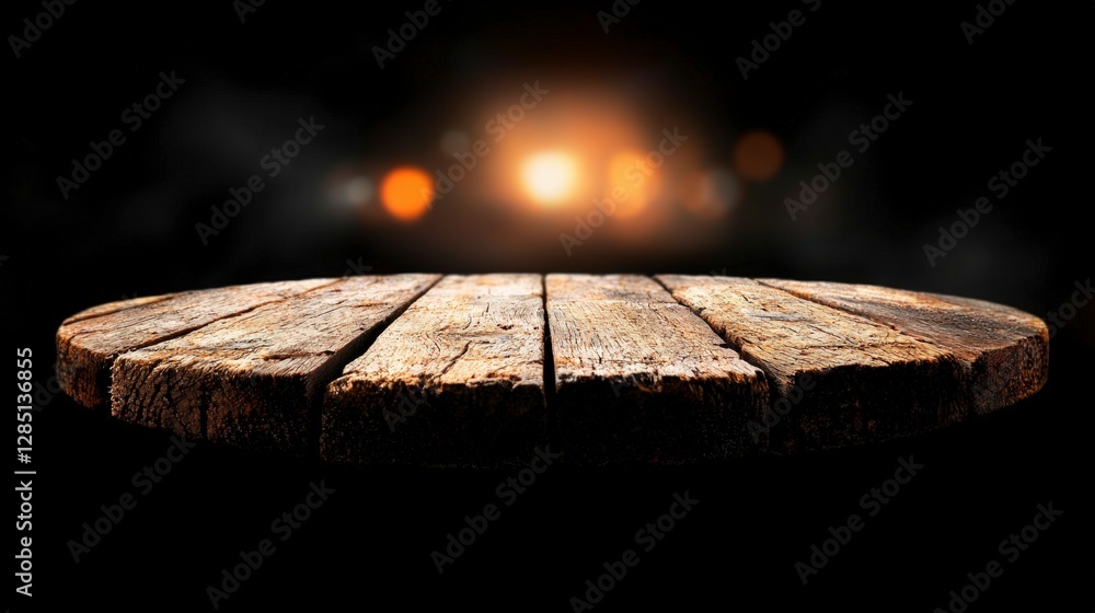 Poster rustic wooden tabletop dark background mockup product display empty surface