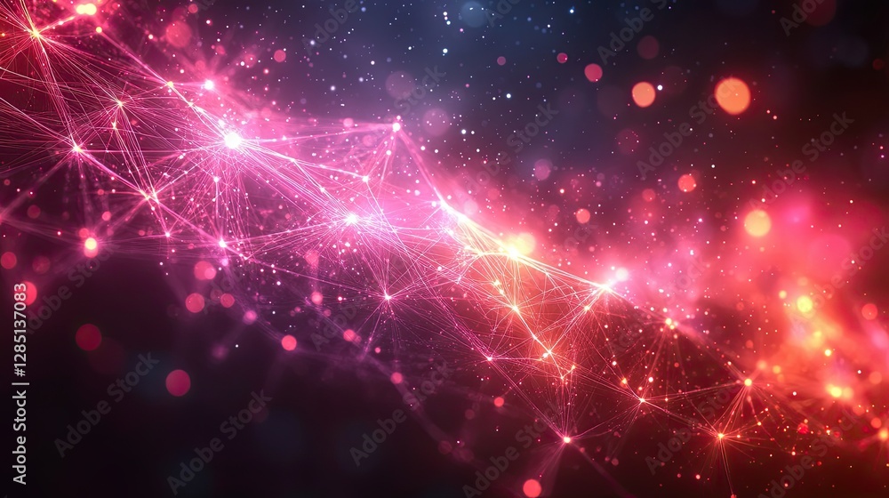 Poster glowing connections of light and space are visually represented in the image