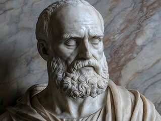 Obraz premium Classical Marble Bust Depicting Dignified Bearded Man with Intense Gaze