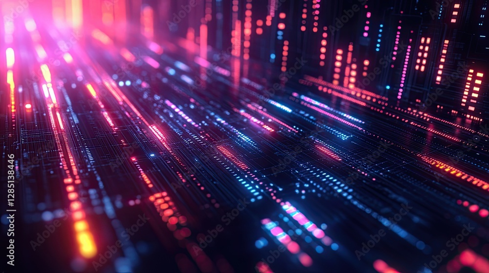 Poster abstract futuristic design depicting flowing data and digital technology