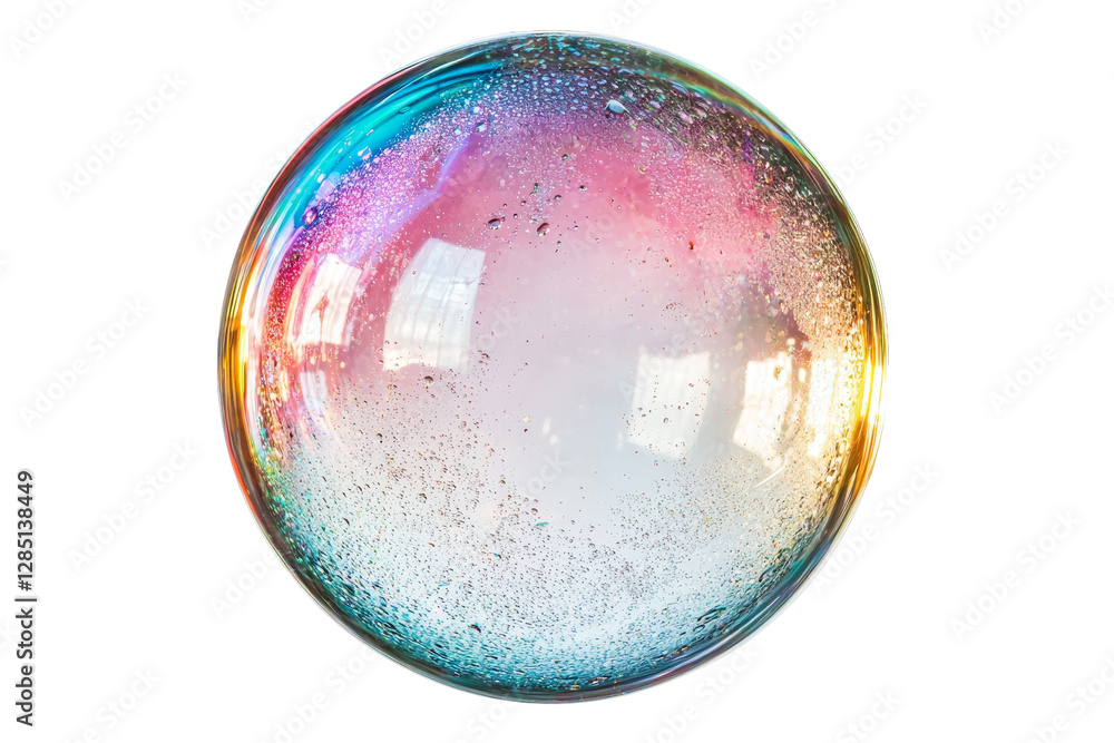Poster colorful soap bubble with reflections and shimmering surface effects
