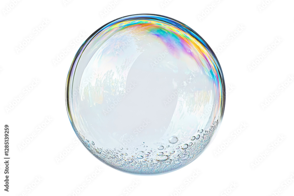 Poster transparent soap bubble with reflections and colorful highlights