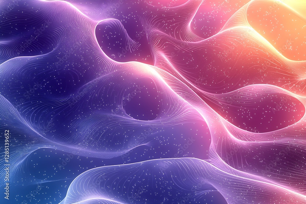 Aufkleber dreamy waves with illuminated particles in gentle fluid motion : generative ai