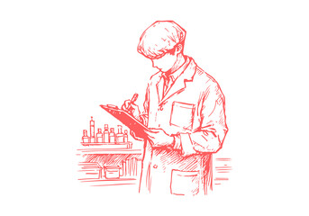 Scientist hand drawn sketch illustration vector