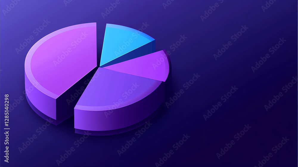 Poster dynamic pie chart visualization digital workspace infographic design modern environment aerial view 