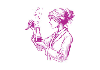 Scientist hand drawn sketch illustration vector