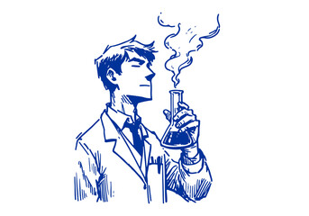 Scientist hand drawn sketch illustration vector