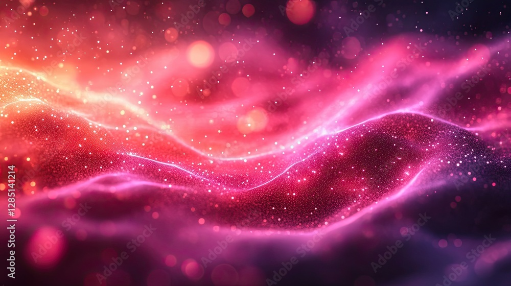 Aufkleber abstract glowing particles create a beautiful pink and red background