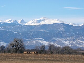 Mt. Audubon across the meadow in early spring, Boulder, Colorado