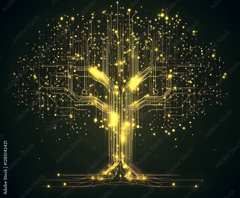 Aufkleber beautiful digital tree design with glowing branches and intricate circuitry showcasing the fusion of