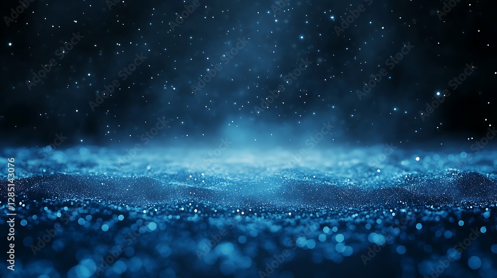 Aufkleber mysterious blue atmosphere with sparkling particles and soft mist creating a serene underwater effec