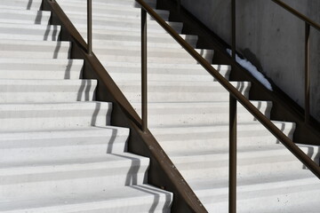 Cement stairs to government building.