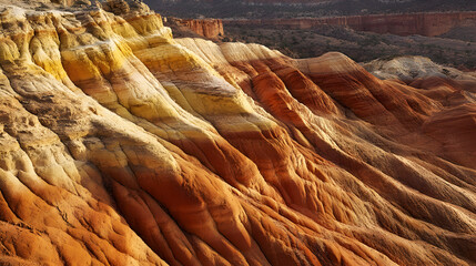 of a rocky mountain surface with visible erosion and weathered textures, capturing the natural age of the stone 