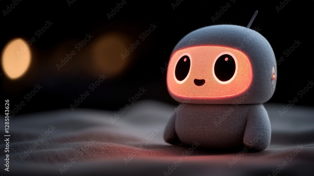 Poster cute ai robot friendly chatbot future technology illuminated display soft toy