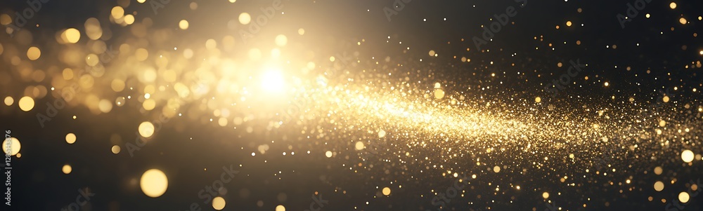 Poster golden sparkles and light rays create a magical, dynamic background effect.