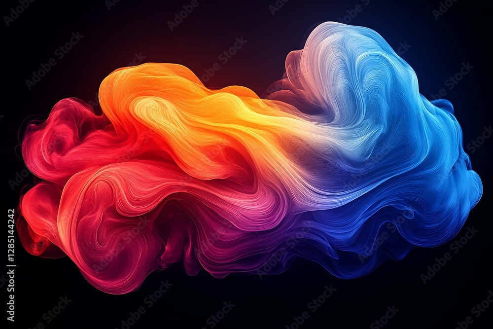Poster Stunning and Vibrant Colorful Wave Patterns in Motion on Dark Background : Generative AI
