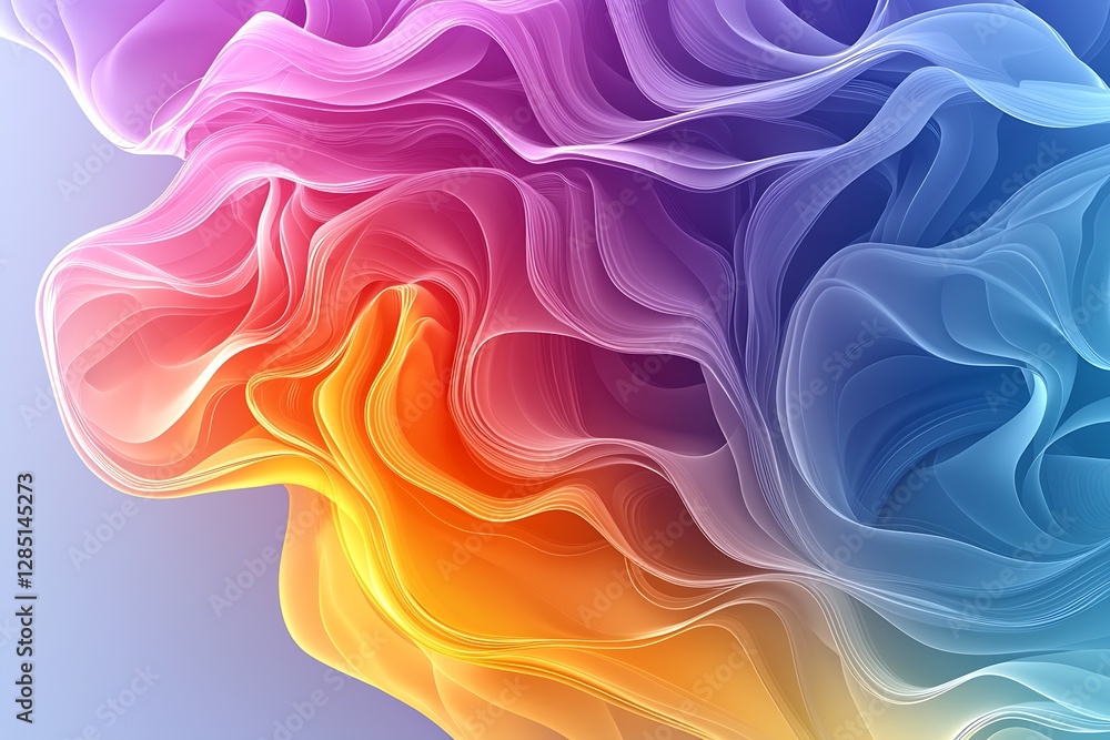 Fototapete Dynamic and vibrant flowing lines of color create an engaging abstract scene full of energy and motion : Generative AI