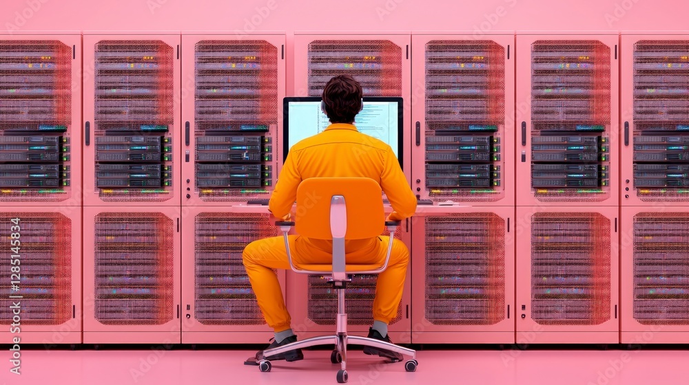 Poster data center technician server room network admin it specialist cloud computing