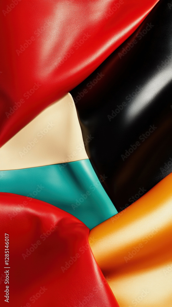 Poster abstract composition of multicolored geometric shapes with smooth textures and bold curves