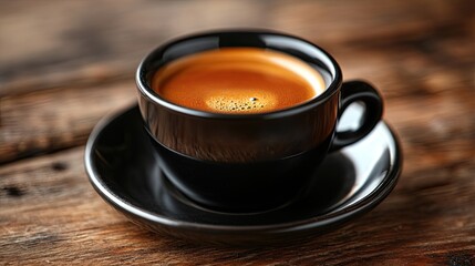 Cup of coffee resting on a saucer, steaming gently, for a cozy and inviting moment.