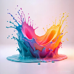 Vibrant Explosion of Colorful Paint Splashes in Motion