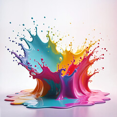 Vibrant Explosion of Colorful Paint Splashes in Motion