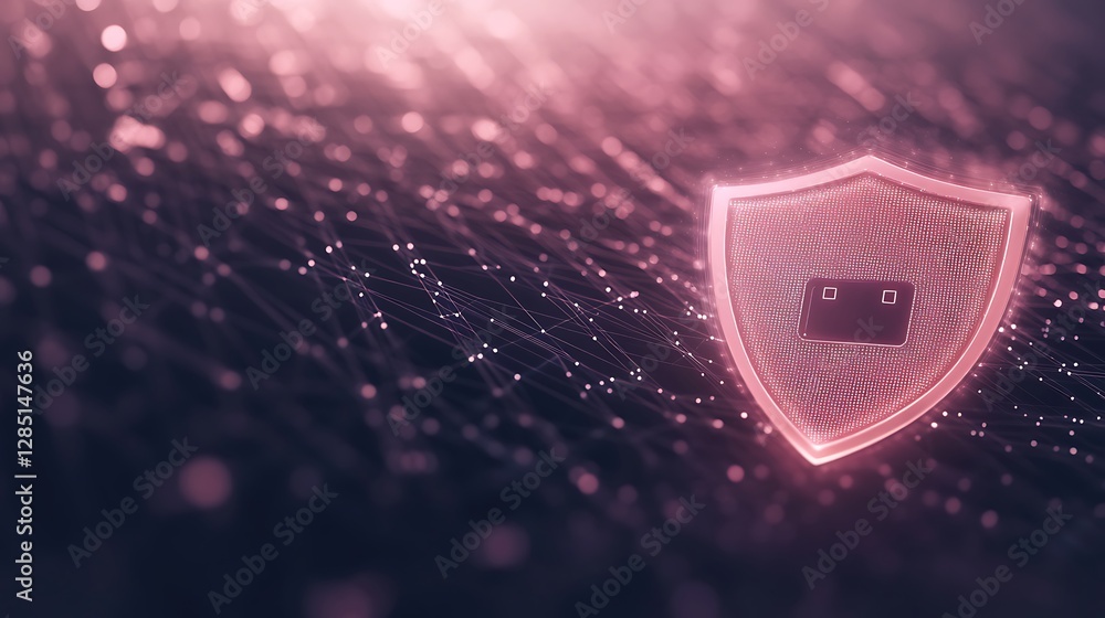 Leinwandbilder digital shield icon with a glowing effect, representing security and protection in a cyber environme