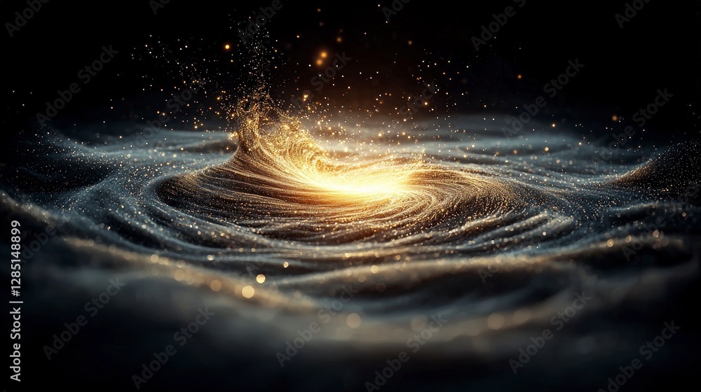 Poster abstract golden galaxy bokeh sparkling light swirl magical overlay texture