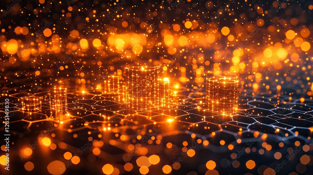 Aufkleber the glowing structures and lights represent data and technology