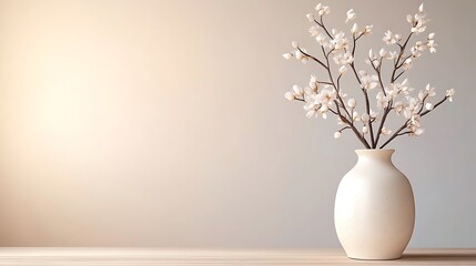 Soft lighting aesthetic elegant flower arrangement in a white vase for minimalist decor