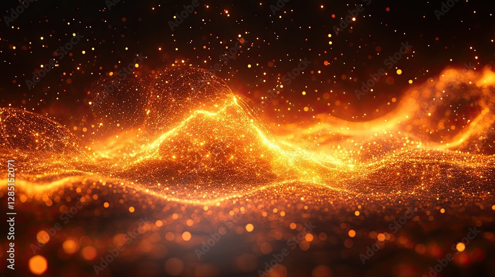 Poster abstract golden lights creating a cosmic sparkling effect