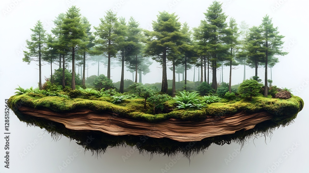 Poster an enchanting floating island landscape filled with vibrant trees and lush greenery offering a peace