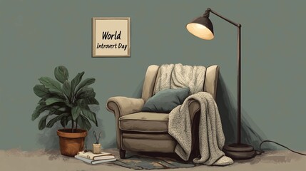 a cozy room with a single chair