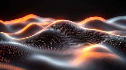 Abstract Image Depicting Illuminated Waves and Smooth Particle Texture