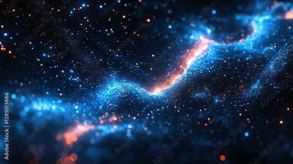 Poster celestial glowing particles create a beautiful and abstract universe