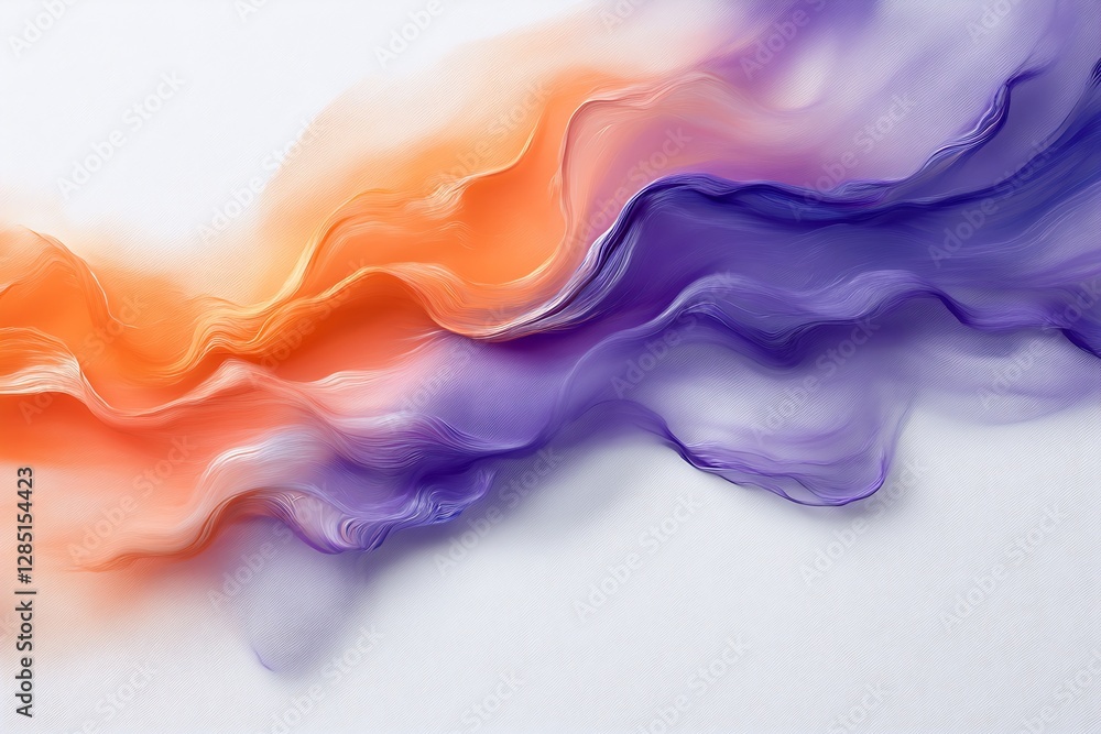 Aufkleber Soft flowing silk fabric in vivid hues of orange and purple creating an elegant abstract design : Generative AI