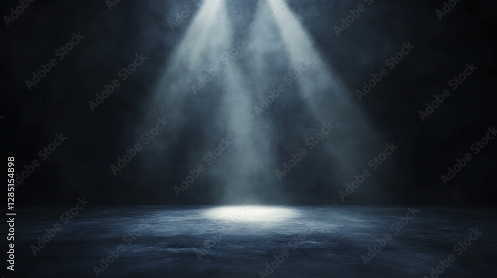 Poster Mysterious beams of light illuminate a dark space, creating an atmospheric effect.