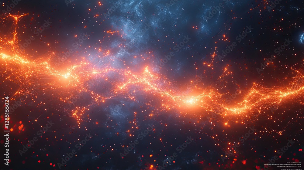 Poster glowing energy lines traverse a dark cosmic space background image