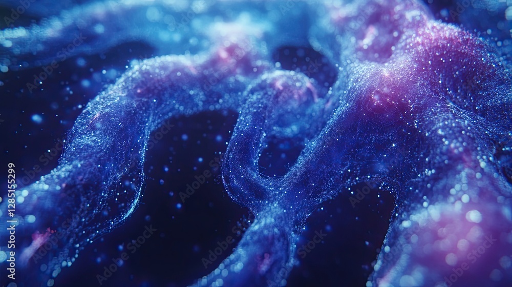 Poster artistic representation of a nebula with lots of digital particles