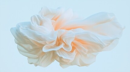 Elegant Flowing Fabric  Sheer Silk Drape  Soft Peach   White Textile