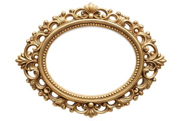 Vintage Gold Oval Frame with Intricate Detailing, Transparent PNG