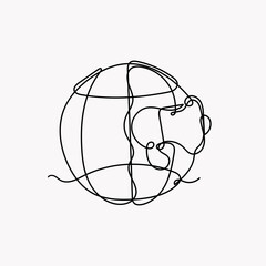 Naklejka premium continuous line drawing globe and megaphone illustration