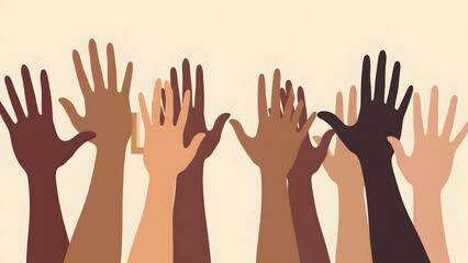 A row of hands of different colors with one hand separated, symbolizing racial division and the longing for unity.