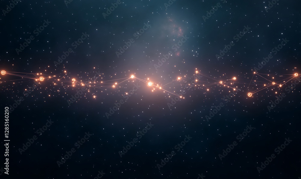 Aufkleber abstract cosmic scene with glowing particles and a dark background, evoking a sense of depth and mys
