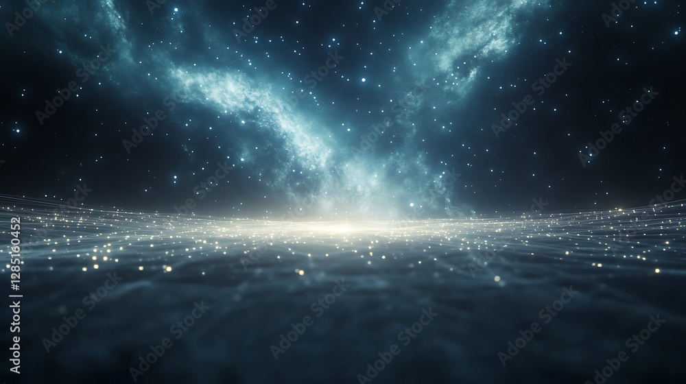 Poster a stunning cosmic scene with swirling galaxies and sparkling stars in a deep space backdrop.