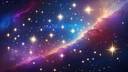 Fototapeta premium Starry Night Sky with Bright Stars and Cosmic Nebula