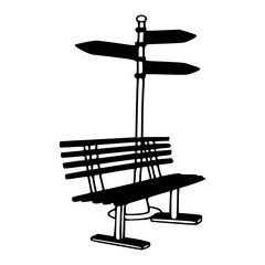 outdoor sitting and directional sign vector