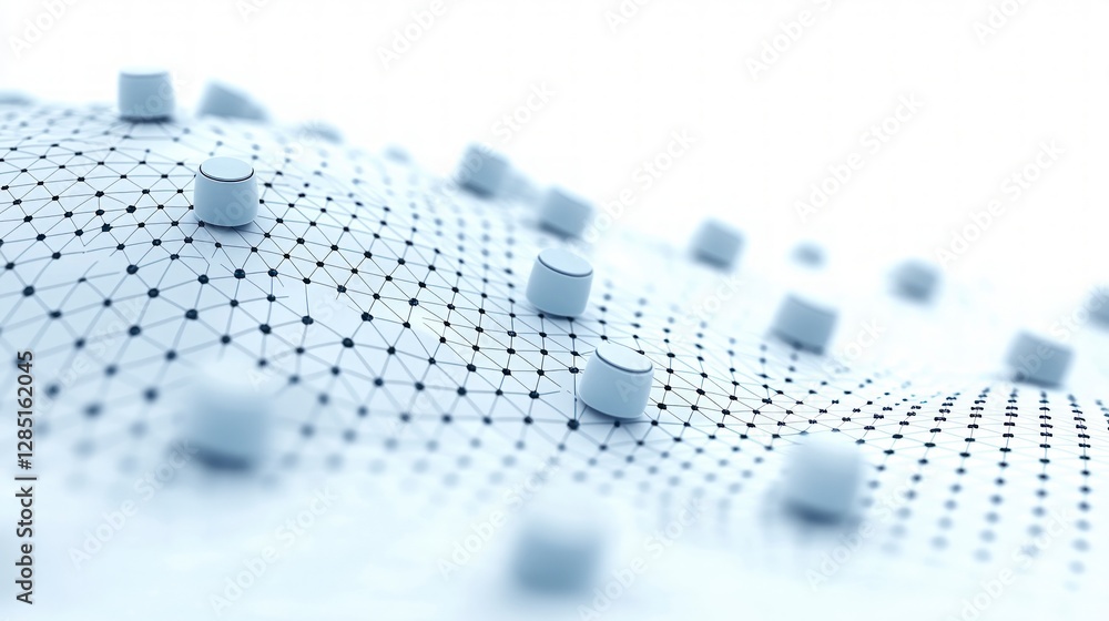 Aufkleber Abstract Network Grid  Digital Connection  AI Technology  Data Flow  Global Network  Cyber